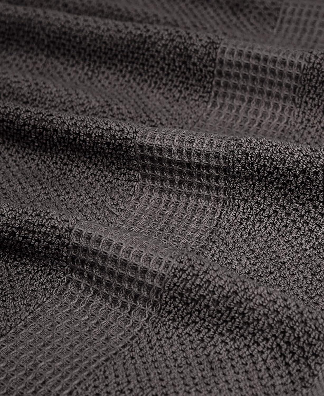 imageBella 4PC Bath Towel Set  100 Combed Cotton 550 GSM Ultra Soft Absorbent Popcorn Weave  Variety of Colors Dark Grey