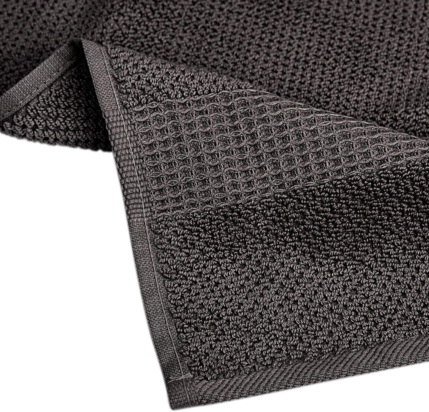 imageBella 4PC Bath Towel Set  100 Combed Cotton 550 GSM Ultra Soft Absorbent Popcorn Weave  Variety of Colors Dark Grey