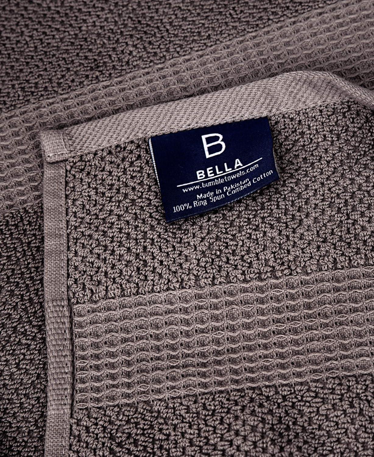 imageBella 4PC Bath Towel Set  100 Combed Cotton 550 GSM Ultra Soft Absorbent Popcorn Weave  Variety of Colors Medium Grey