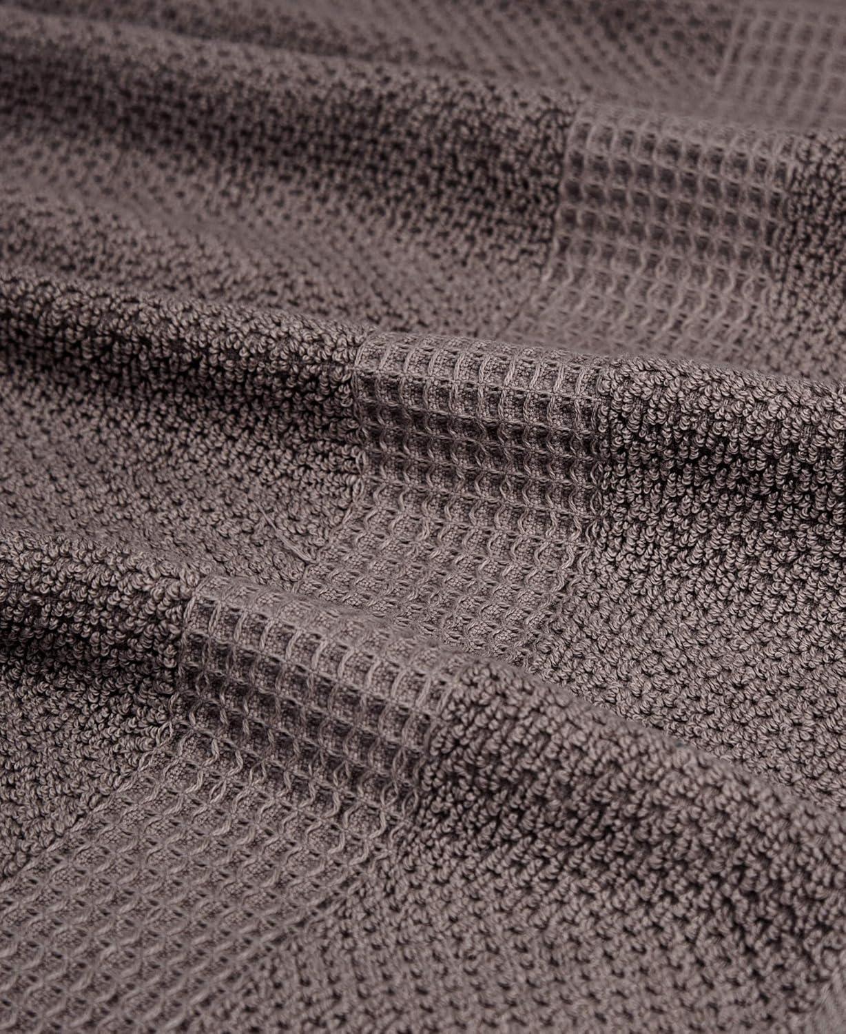 imageBella 4PC Bath Towel Set  100 Combed Cotton 550 GSM Ultra Soft Absorbent Popcorn Weave  Variety of Colors Medium Grey