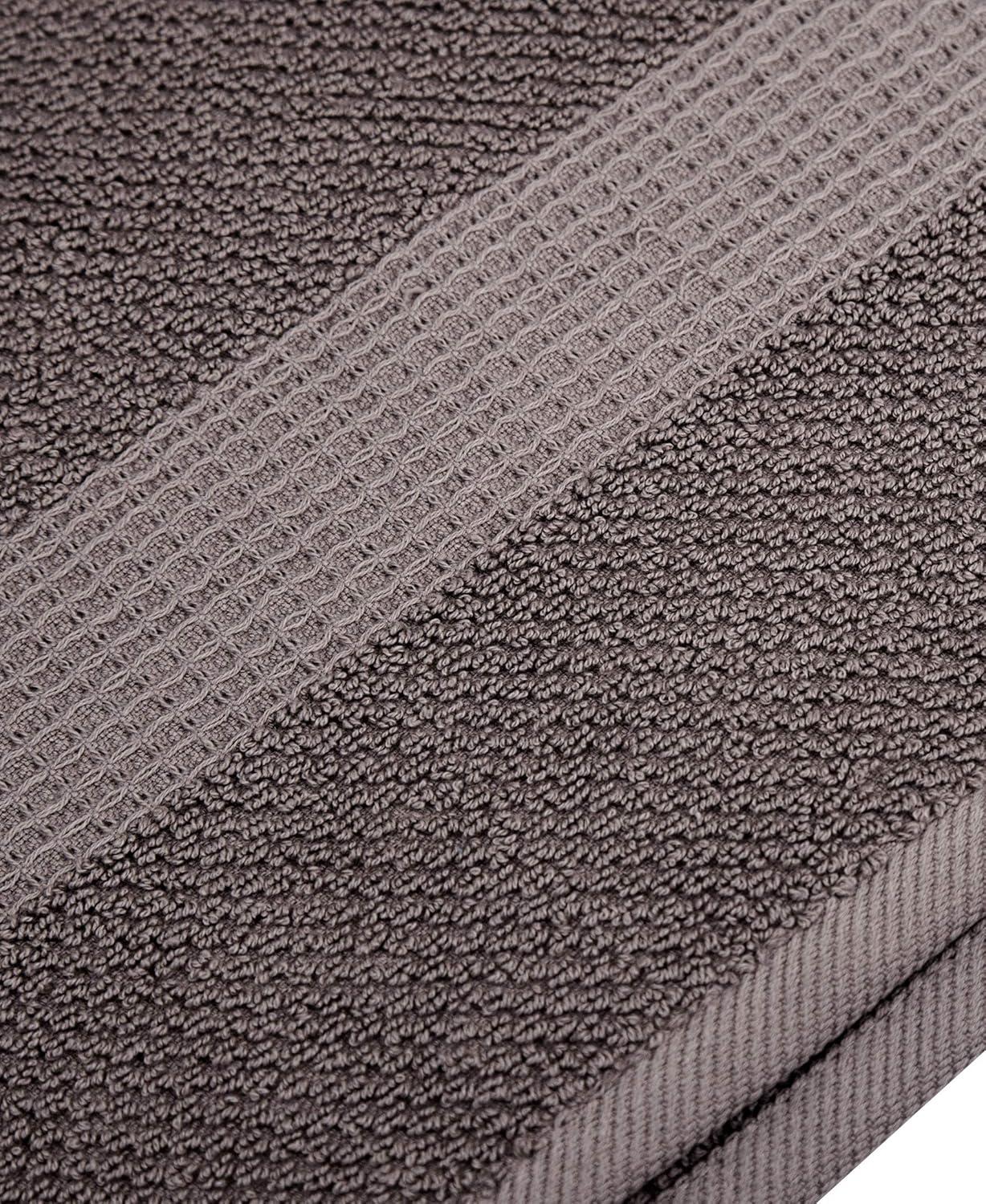 imageBella 4PC Bath Towel Set  100 Combed Cotton 550 GSM Ultra Soft Absorbent Popcorn Weave  Variety of Colors Medium Grey