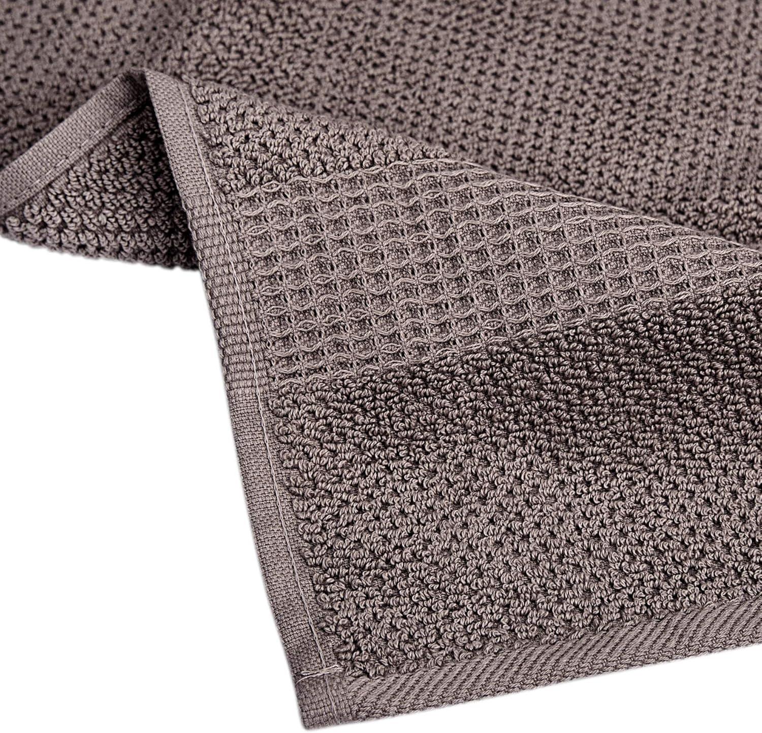 imageBella 4PC Bath Towel Set  100 Combed Cotton 550 GSM Ultra Soft Absorbent Popcorn Weave  Variety of Colors Medium Grey