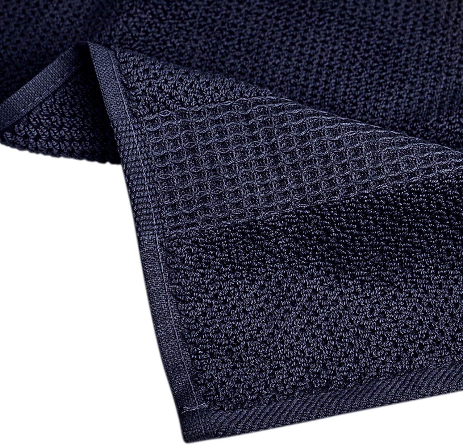 imageBella 4PC Bath Towel Set  100 Combed Cotton 550 GSM Ultra Soft Absorbent Popcorn Weave  Variety of Colors Navy