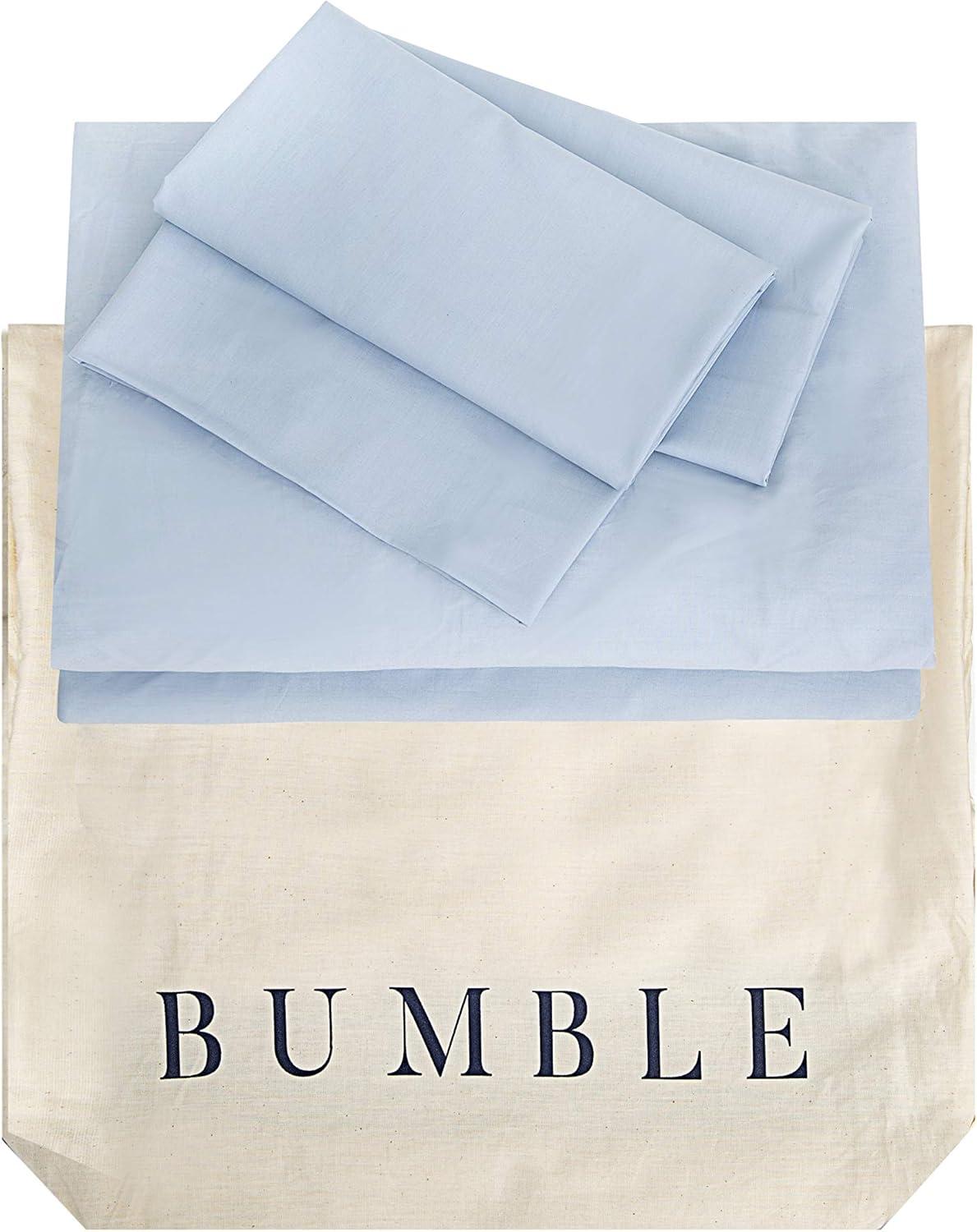 imageBumble Luxury Percale 4 Piece Bed Sheet Set 100 USA Grown Best Pima Cotton Sheets Ultra Crisp Smooth Finish Cooling Sheets Classy Supima Cotton Sheets King Size Sky Blue