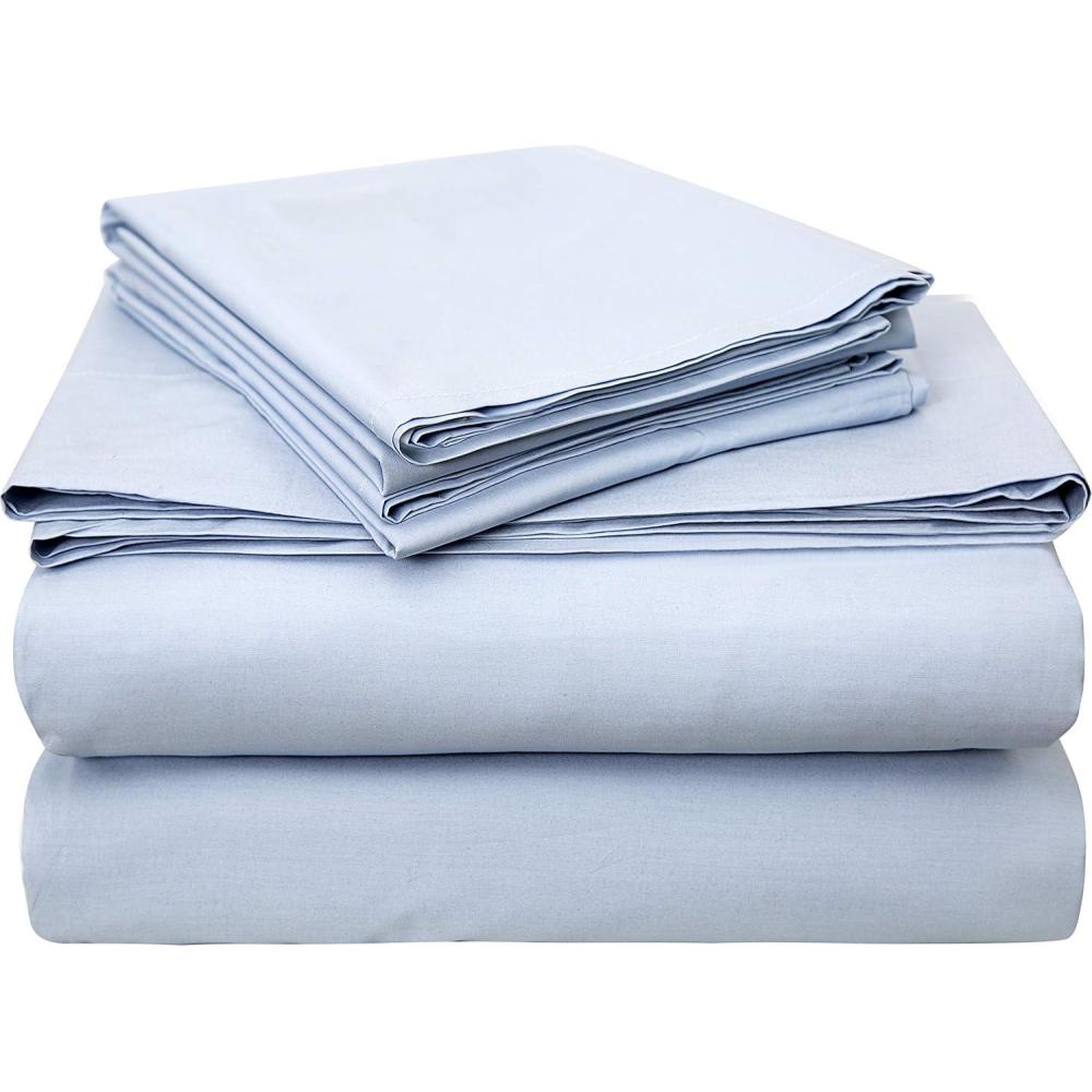 imageBumble Luxury Percale 4 Piece Bed Sheet Set 100 USA Grown Best Pima Cotton Sheets Ultra Crisp Smooth Finish Cooling Sheets Classy Supima Cotton Sheets King Size Sky Blue
