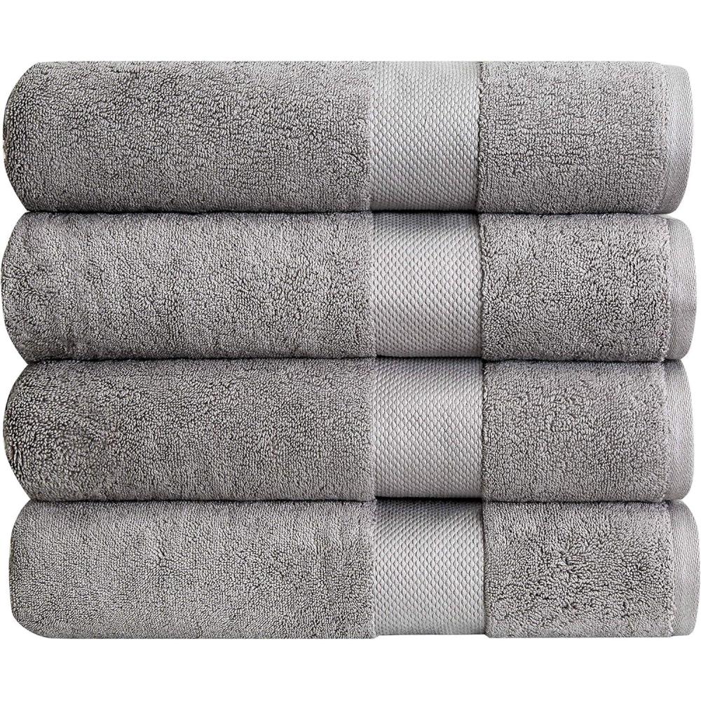 imageBumble Luxury Thick Bath Towels 30 x 60 Heavy Weight 100 Combed Cotton Ultra Soft amp Highly Absorbent Light Grey Bath Sheet 800 GSM 4 Pack