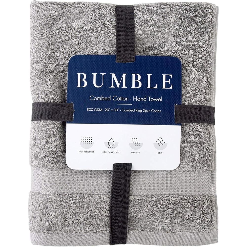 imageBumble Luxury Thick Hand Towel 20 x 30 Heavy Weight Luxury Bath Towel 100 Combed Cotton Ultra Soft amp Highly Absorbent 800 GSM Light Grey Hand Towel 1 Pack