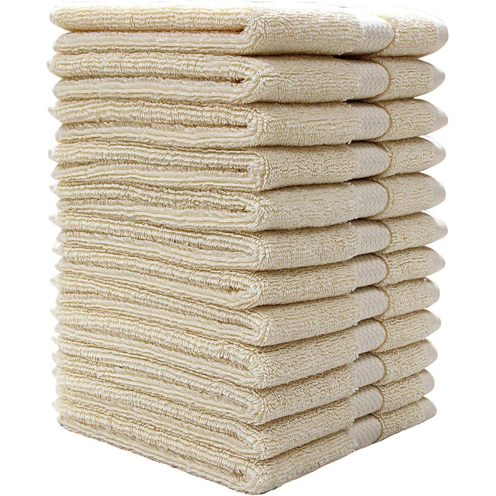 imageBumble Luxury Wash Cloth Set of 1212 x 12 Premium Wash ClothUltra Soft Highly Absorbent 800 GSM Heavy Weight Combed Cotton Cream