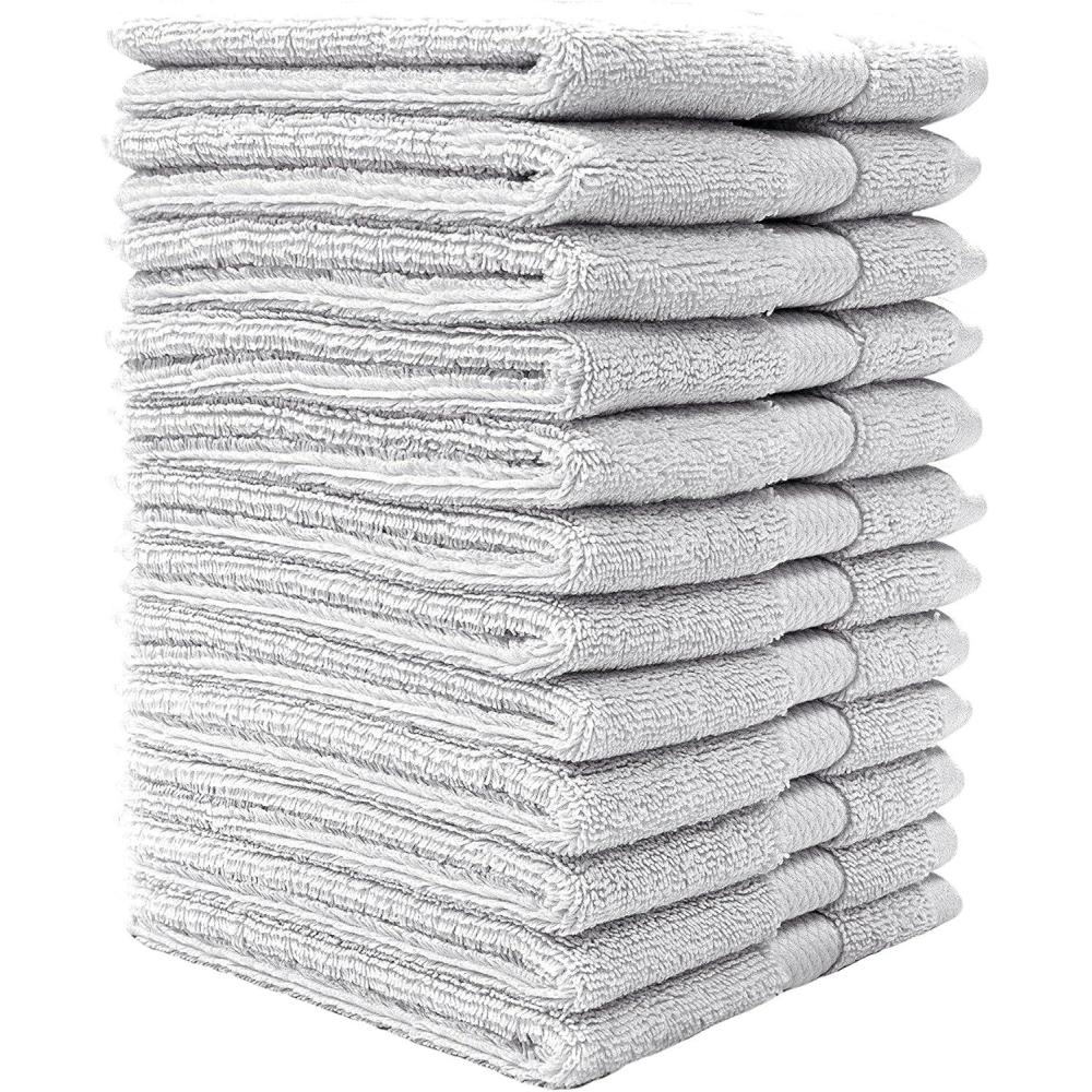 imageBumble Luxury Wash Cloth Set of 1212 x 12 Premium Wash ClothUltra Soft Highly Absorbent 800 GSM Heavy Weight Combed Cotton Light Grey 12 Pack Washcloths