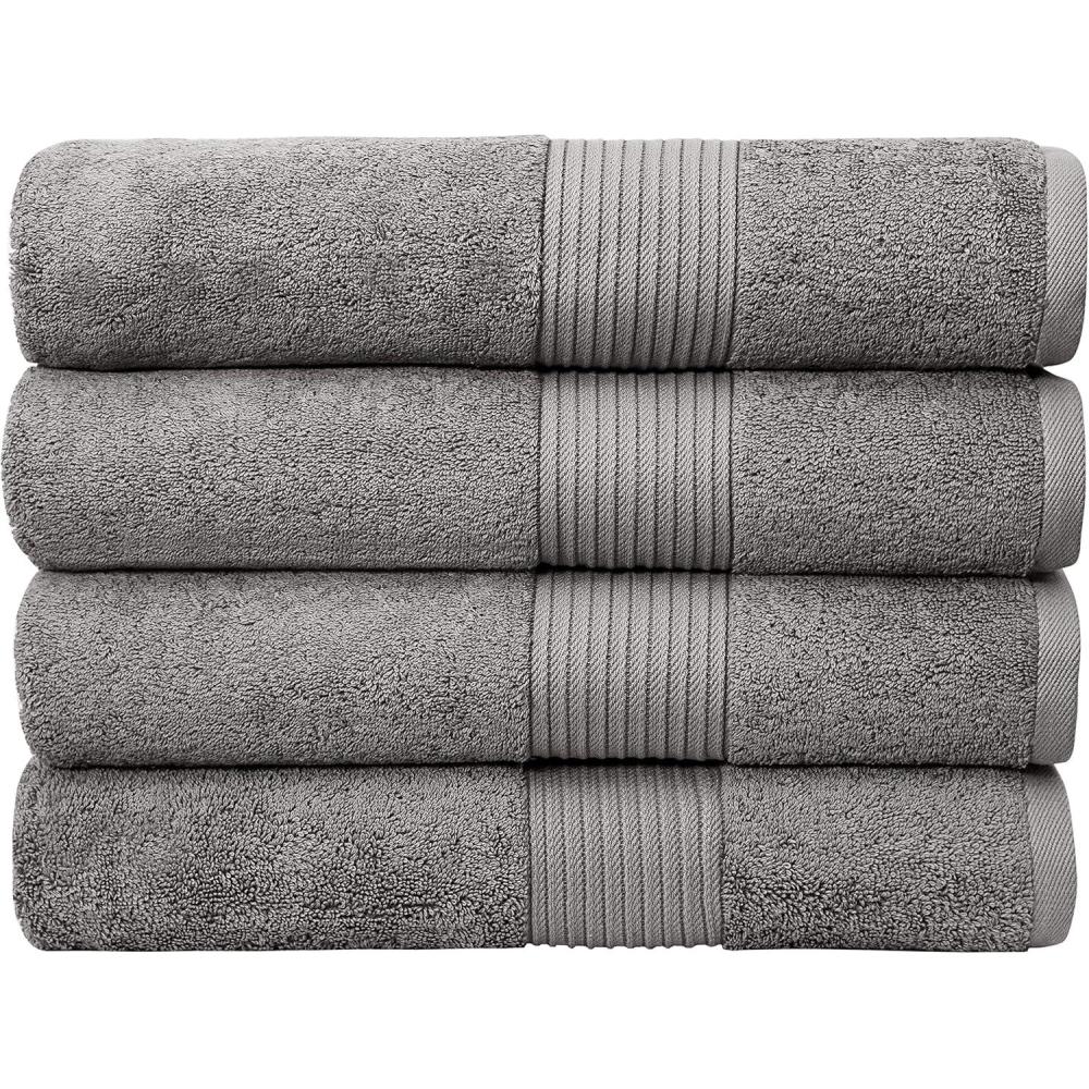 imageLuxury Oversized Bath Towels 650 GSM 34 x 56 Hotel Quality Soft amp Highly Absorbent Quick Dry Thick Combed Cotton Bathroom Towels Sky Blue 4 PackGrey