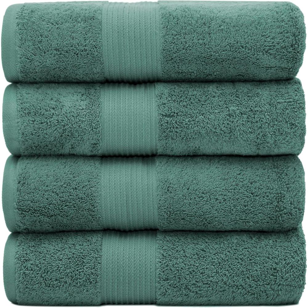 imageLuxury Oversized Bath Towels 650 GSM 34 x 56 Hotel Quality Soft amp Highly Absorbent Quick Dry Thick Combed Cotton Bathroom Towels Sky Blue 4 PackDeepteal