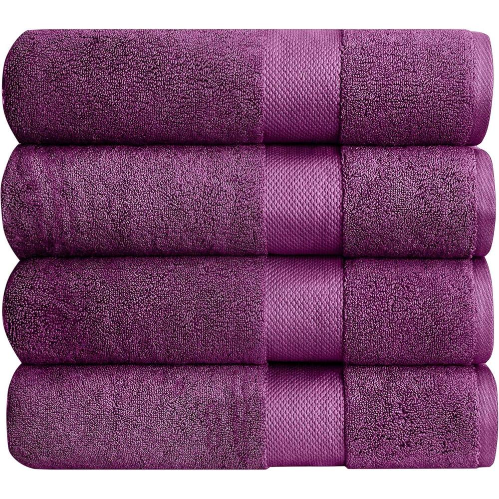 imageLuxury Thick Oversized Bath Towels 30 x 60 100 Combed Cotton Ultra Soft amp Highly Absorbent 800 GSM Violet Bath Sheet 4 Pack