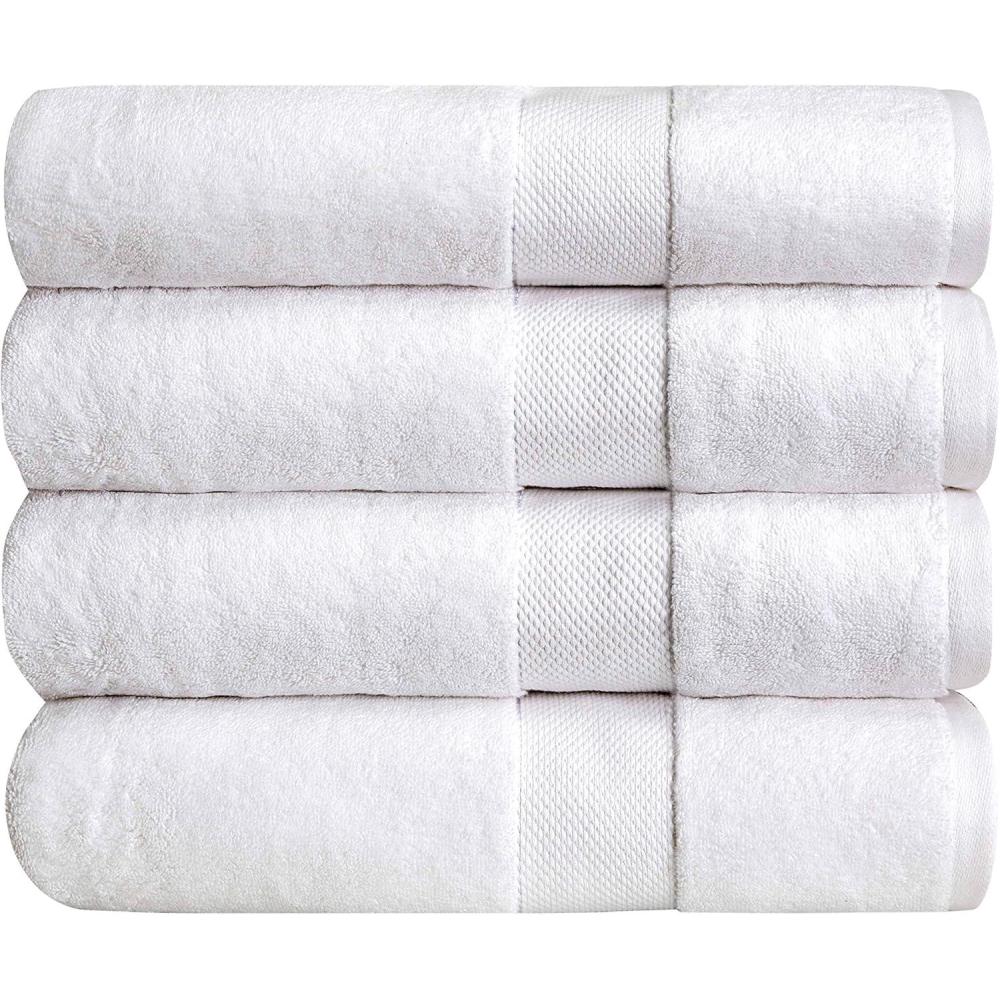 imageLuxury Thick Oversized Bath Towels 30 x 60 Heavy Weight Extra Large 100 Combed Cotton Ultra Soft amp Highly Absorbent 800 GSM White Bath Sheet 4 Pack
