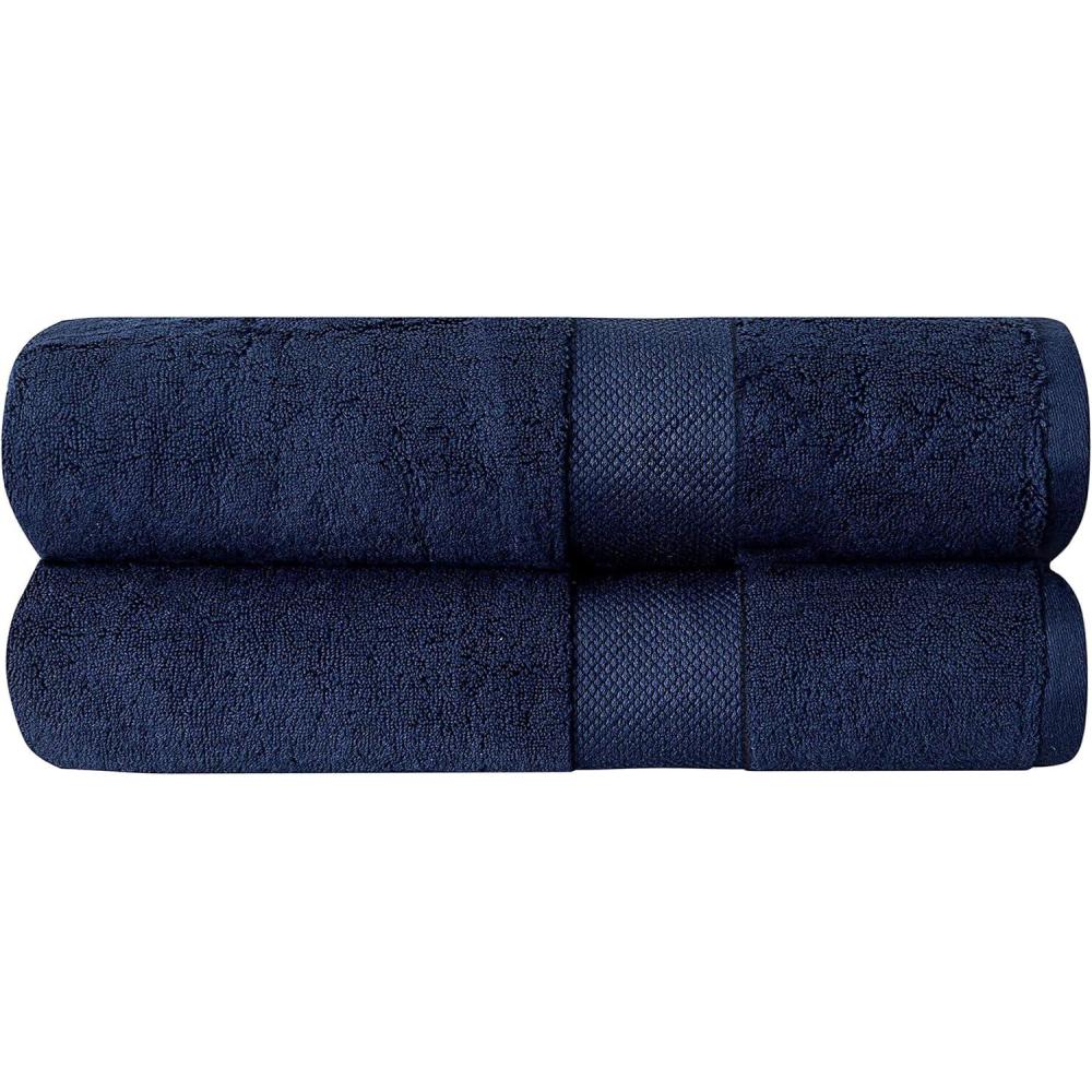 imageThick Luxury Bath Towels 30 x 60 Heavy Weight LargeBath Towels 100 Combed Cotton Ultra Soft amp Highly Absorbent 800 GSM Navy Bath Sheet 2 Pack