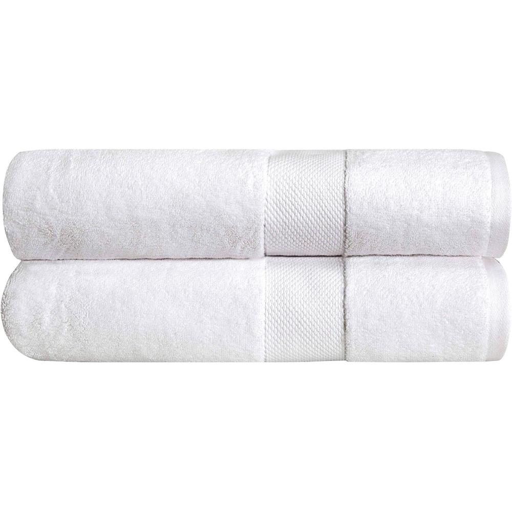 imageThick Luxury Bath Towels 30 x 60 Heavy Weight LargeBath Towels 100 Combed Cotton Ultra Soft amp Highly Absorbent 800 GSM White Bath Sheet 2 Pack
