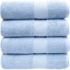 Luxury Oversized Bath Towels | 650 GSM, 34″ x 56″ | Hotel Quality, Soft & Highly Absorbent | Quick Dry, Thick, Combed Cotton Bathroom Towels | Sky Blue – 4 Pack(Sky Blue)