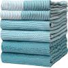 Premium Kitchen Towels (20”x 28”, 6 Pack) | Large Cotton Dish Towels | Flat & Terry Highly Absorbent Kitchen Linen Set with Hanging Loop | Gray(Aqua)