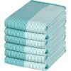 Premium Kitchen Towels (20”x 28”, 6 Pack) | Large Cotton Dish Towels | Flat & Terry Highly Absorbent Kitchen Linen Set with Hanging Loop | Gray(Aqua)