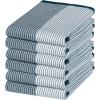 Premium Kitchen Towels (20”x 28”, 6 Pack) | Large Cotton Dish Towels | Flat & Terry Highly Absorbent Kitchen Linen Set with Hanging Loop | Gray(Blue)