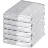 Premium Kitchen Towels (20”x 28”, 6 Pack) | Large Cotton Dish Towels | Flat & Terry Highly Absorbent Kitchen Linen Set with Hanging Loop | Gray(Grey)
