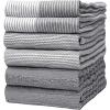 Premium Kitchen Towels (20”x 28”, 6 Pack) | Large Cotton Dish Towels | Flat & Terry Highly Absorbent Kitchen Linen Set with Hanging Loop | Gray(Grey)