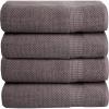 Bella 4PC Bath Towel Set – 100% Combed Cotton 550 GSM, Ultra Soft, Absorbent, Popcorn Weave – Variety of Colors (Medium Grey)