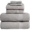 Bella 6 PC Towel Set | 100% Combed Cotton, Light Grey Popcorn Weave Design | Ultra Soft & Highly Absorbent | 2 Bath Towels, 2 Hand Towels, 2 Wash Cloths | 550 GSM – 6 Pack
