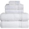 Bella 6 PC Towel Set | 100% Combed Cotton, White Popcorn Weave Design | Ultra Soft & Highly Absorbent | 2 Bath Towels, 2 Hand Towels, 2 Wash Cloths | 550 GSM – 6 Pack