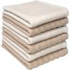 Premium Kitchen Towels (20”x 28”, 6 Pack) | Large Cotton Dish Towels | Flat & Terry Highly Absorbent Kitchen Linen Set with Hanging Loop | Gray(Tan)