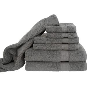 Blake Deluxe 7 Piece Bath Towel and Bath Mat Set – Densely Woven Premium Ultra Soft, High Absorbency Combed Cotton – Luxury Spa Bath Towels – 700 GSM (Medium Grey)