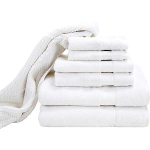 Blake Deluxe 7 Piece Bath Towel and Bath Mat Set – Densely Woven Premium Ultra Soft, High Absorbency Combed Cotton – Luxury Spa Bath Towels – 700 GSM (White)