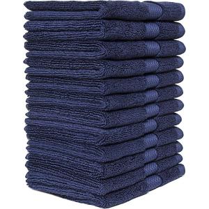 Bumble Luxury Wash Cloth Set of 12/12” x 12” Premium Wash Cloth/Ultra Soft, Highly Absorbent 800 GSM Heavy Weight Combed Cotton (Navy, 12 Pack Washcloths)