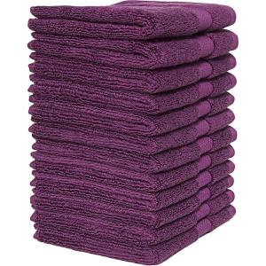 Bumble Luxury Wash Cloth Set of 12/12” x 12” Premium Wash Cloth/Ultra Soft, Highly Absorbent 800 GSM Heavy Weight Combed Cotton (Violet, 12 Pack Washcloths)
