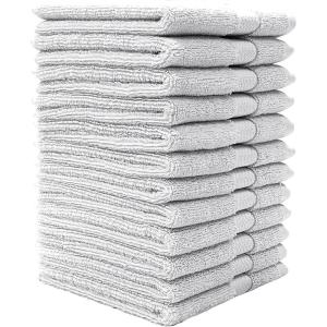 Bumble Luxury Wash Cloth Set of 12/12” x 12” Premium Wash Cloth/Ultra Soft, Highly Absorbent 800 GSM Heavy Weight Combed Cotton (White, 12 Pack Washcloths)