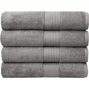 Luxury Oversized Bath Towels | 650 GSM, 34″ x 56″ | Hotel Quality, Soft & Highly Absorbent | Quick Dry, Thick, Combed Cotton Bathroom Towels | Sky Blue – 4 Pack(Grey)