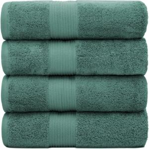 Luxury Oversized Bath Towels | 650 GSM, 34″ x 56″ | Hotel Quality, Soft & Highly Absorbent | Quick Dry, Thick, Combed Cotton Bathroom Towels | Sky Blue – 4 Pack(Deepteal)