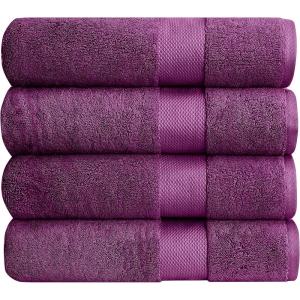 Luxury Thick Oversized Bath Towels – 30′ x 60′ | 100% Combed Cotton | Ultra Soft & Highly Absorbent | 800 GSM | Violet Bath Sheet – 4 Pack