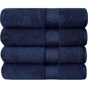 Luxury Thick Oversized Bath Towels – 30′ x 60′ | Extra Large | 100% Combed Cotton | Ultra Soft & Highly Absorbent | 800 GSM | Navy Bath Sheet – 4 Pack