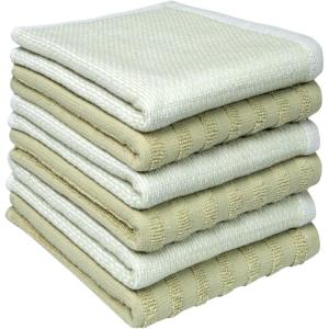 Premium Kitchen Towels (20”x 28”, 6 Pack) | Large Cotton Dish Towels | Flat & Terry Highly Absorbent Kitchen Linen Set with Hanging Loop | Gray(Sage)
