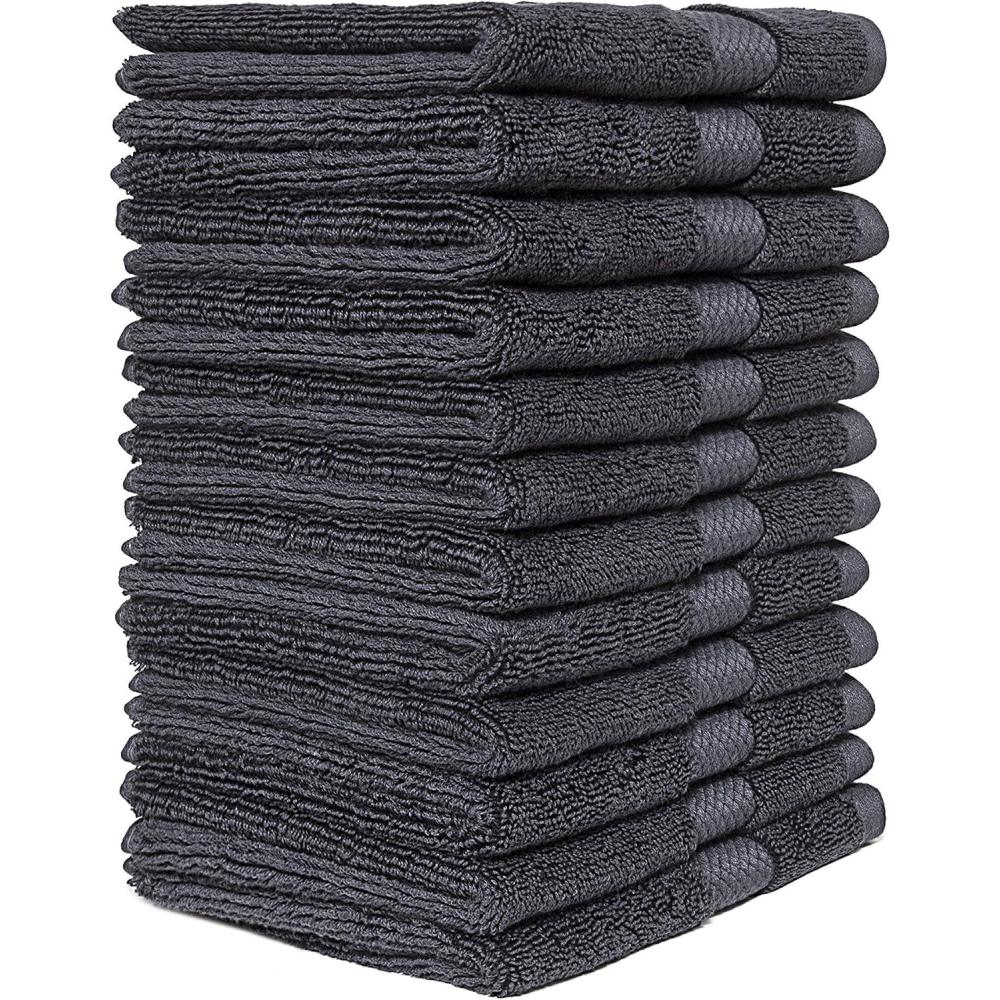 imageBumble Luxury Wash Cloth Set of 1212 x 12 Premium Wash ClothUltra Soft Highly Absorbent 800 GSM Heavy Weight Combed Cotton Grey 12 Pack Washcloths