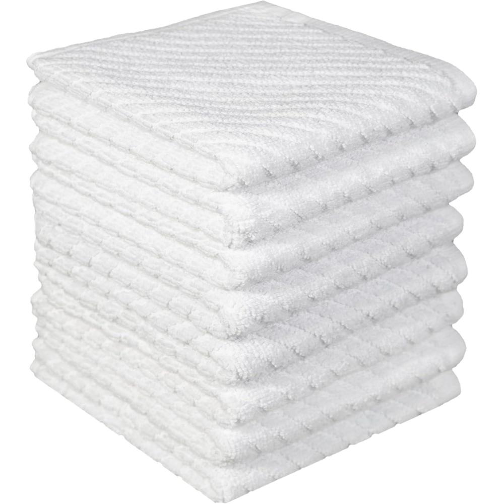 imagePremium Kitchen Towels 16x 25 6 Pack Large Cotton Kitchen Hand Towels Dish Towels Diagonal Weave Design 445 GSM Highly Absorbent Tea Towels Set with Hanging Loop GreyWhite