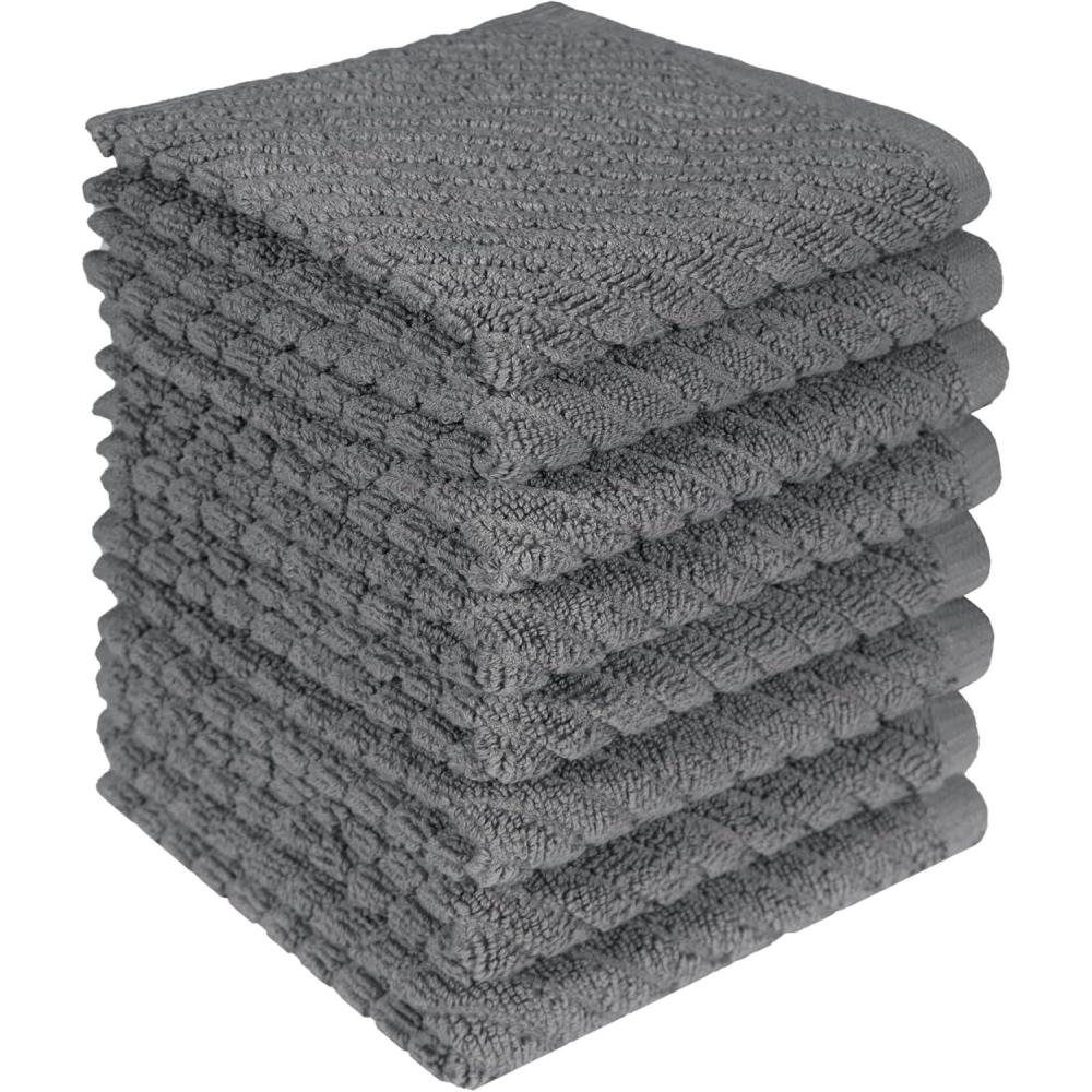 imagePremium Kitchen Towels 16x 25 6 Pack Large Cotton Kitchen Hand Towels Dish Towels Diagonal Weave Design 445 GSM Highly Absorbent Tea Towels Set with Hanging Loop GreyGrey