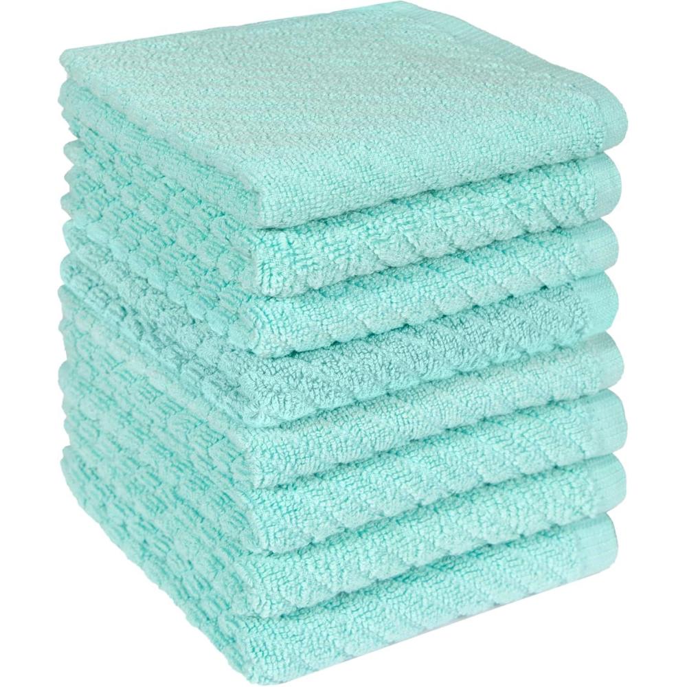 imagePremium Kitchen Towels 16x 25 6 Pack Large Cotton Kitchen Hand Towels Dish Towels Diagonal Weave Design 445 GSM Highly Absorbent Tea Towels Set with Hanging Loop GreyAqua