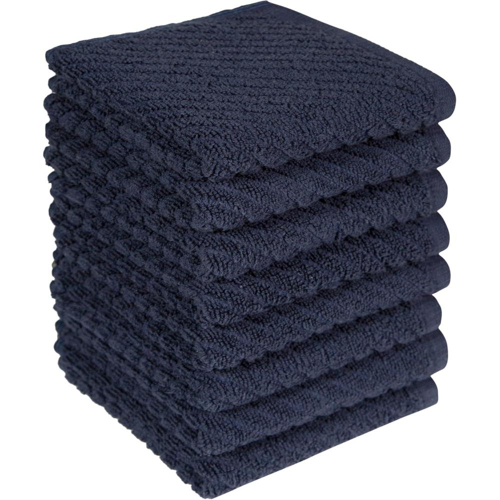 imagePremium Kitchen Towels 16x 25 6 Pack  Large Cotton Kitchen Hand Towels  Dish Towels  Diagonal Weave Design  445 GSM Highly Absorbent Tea Towels Set with Hanging Loop  GreyNavy