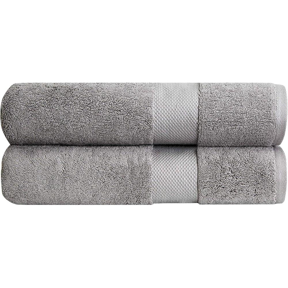 imageThick Luxury Bath Towels  30 x 60  Heavy Weight  LargeBath Towels  100 Combed Cotton  Ultra Soft amp Highly Absorbent  800 GSM  Light Grey Bath Sheet  2 Pack