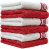 Pack of 8 Premium Kitchen Towels Set – Striped Waffle Yarn Dyed Kitchen Hand Towels – Large, 420 GSM, Ultra Absorbent – Dish Towels for Drying Dishes – Cotton Tea Towels – Blue(Red)