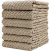 Premium Kitchen Towels (16”x 25”, 6 Pack) | Large Cotton Kitchen Hand Towels | Dish Towels | Diagonal Weave Design | 445 GSM Highly Absorbent Tea Towels Set with Hanging Loop | Grey(Tan)