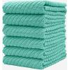Premium Kitchen Towels (16”x 25”, 6 Pack) | Large Cotton Kitchen Hand Towels | Dish Towels | Diagonal Weave Design | 445 GSM Highly Absorbent Tea Towels Set with Hanging Loop | Grey(Aqua)