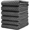 Premium Kitchen Towels (16”x 25”, 6 Pack) | Large Cotton Kitchen Hand Towels | Dish Towels | Diagonal Weave Design | 445 GSM Highly Absorbent Tea Towels Set with Hanging Loop | Grey(Grey)