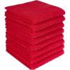 Premium Kitchen Towels (16”x 25”, 6 Pack) | Large Cotton Kitchen Hand Towels | Dish Towels | Diagonal Weave Design | 445 GSM Highly Absorbent Tea Towels Set with Hanging Loop | Grey(Red)